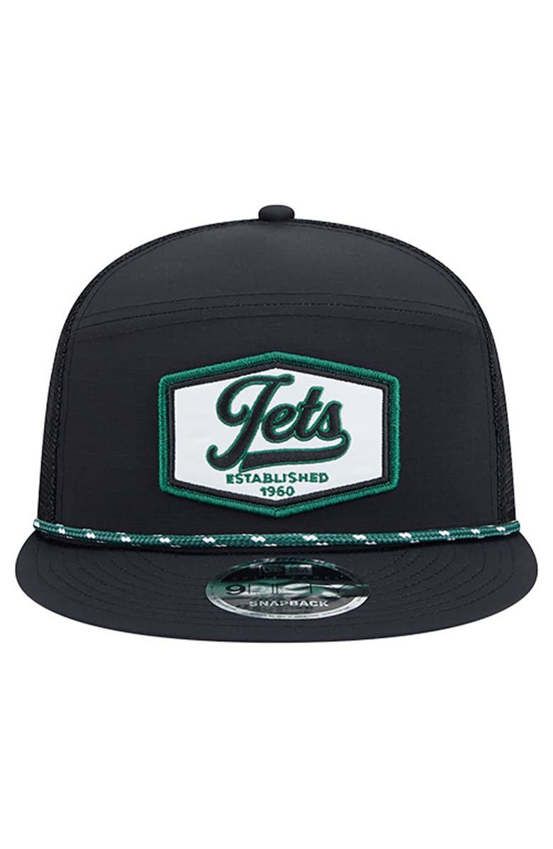 New Era Men's New Era Black New York Jets Ripstop Patch 9FIFTY Split Panel Snapback Hat, Alternate, color, Black