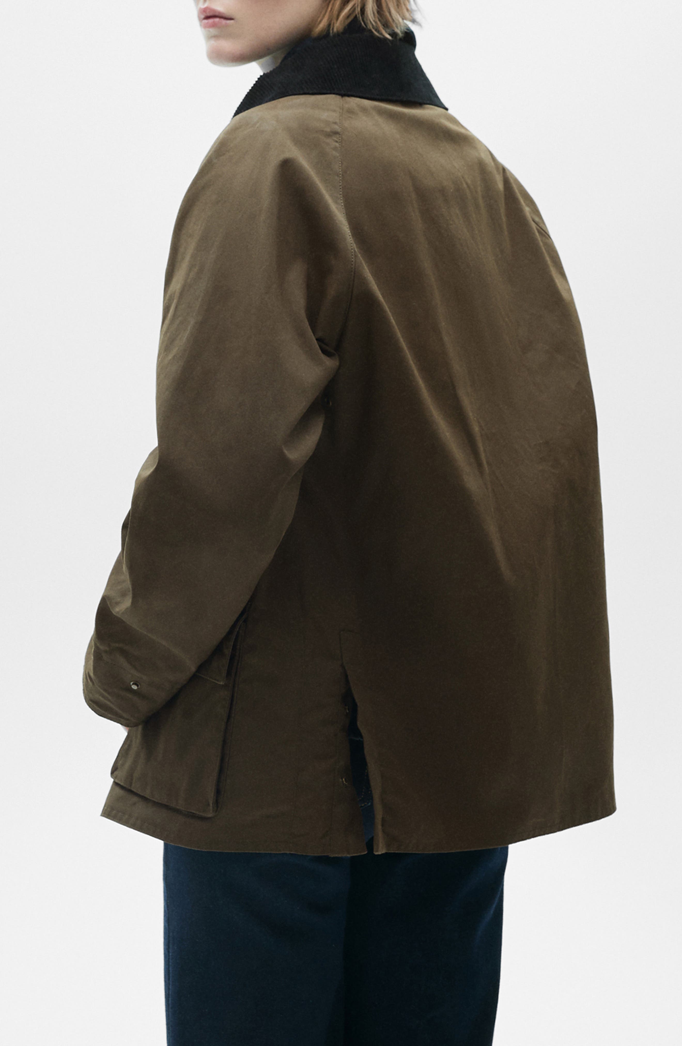 Corduroy Collar Waxed Effect Oversize Jacket - image 2