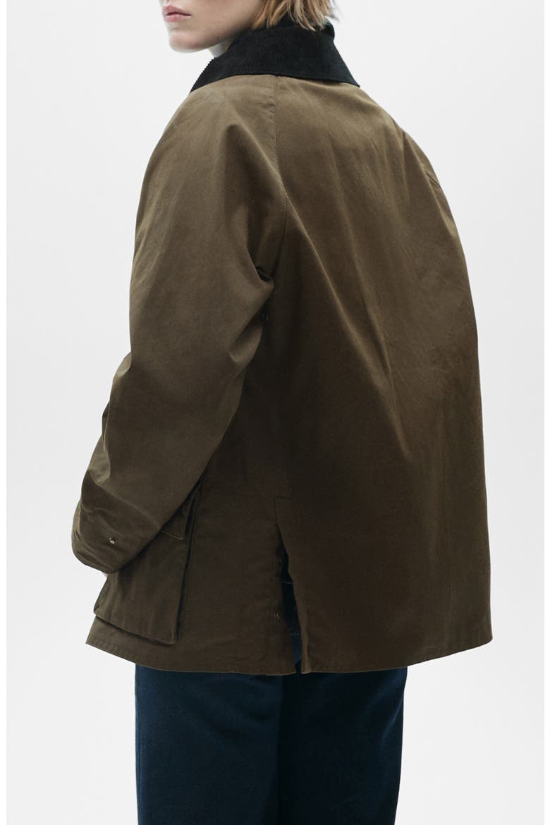 Corduroy Collar Waxed Effect Oversize Jacket, Alternate, color, BROWN