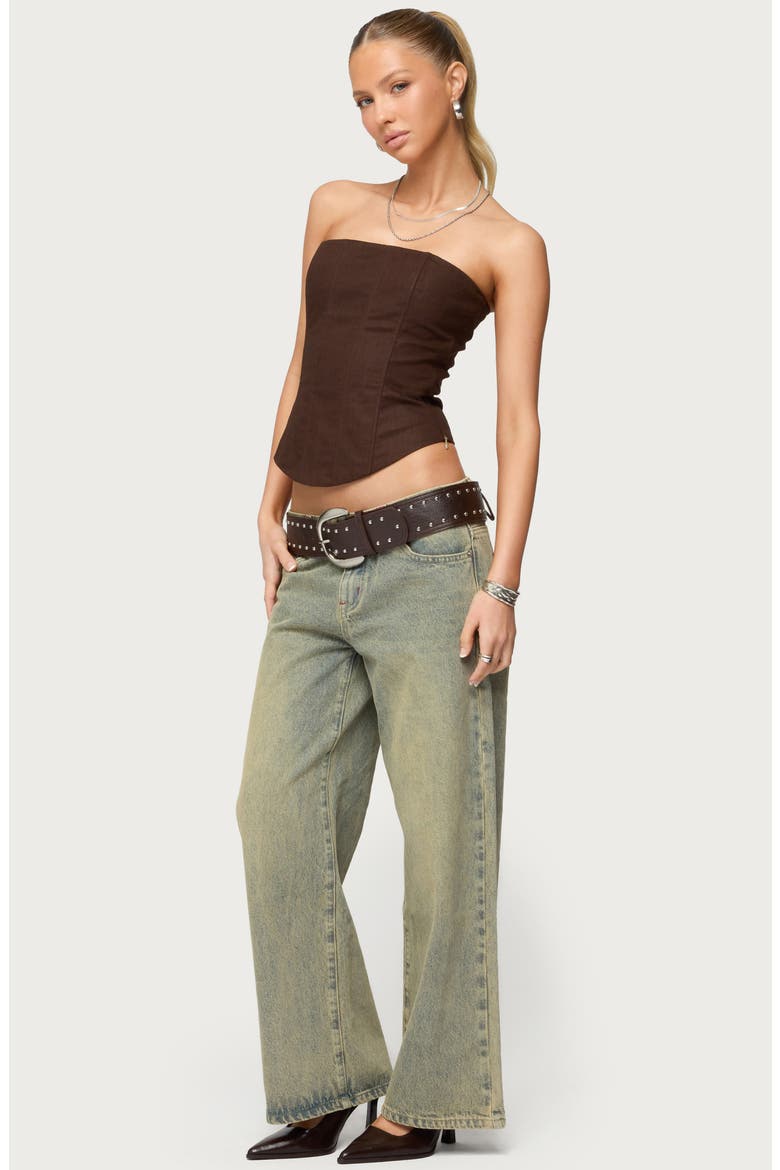 Hadar Strapless Cotton Corset Top, Alternate, color, BROWN