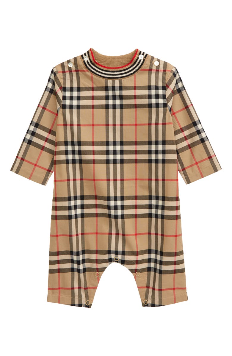 Burberry Michael Check Cotton Romper, Main, color, 