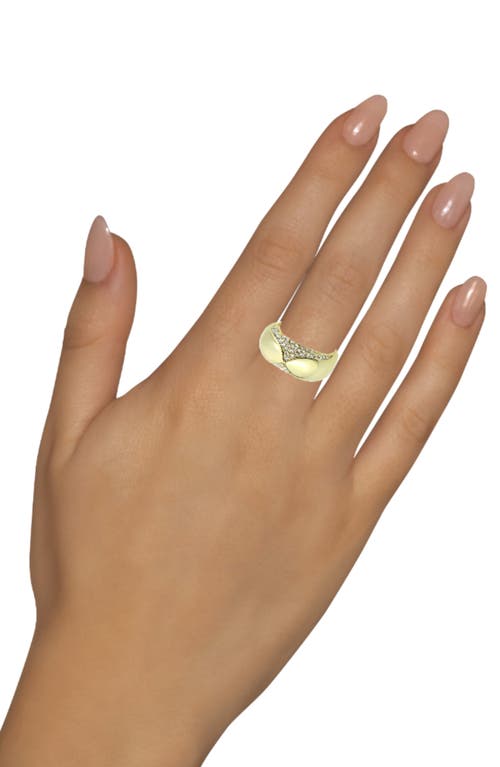 Covet Pavé Cz Beveled Band Ring In Gold