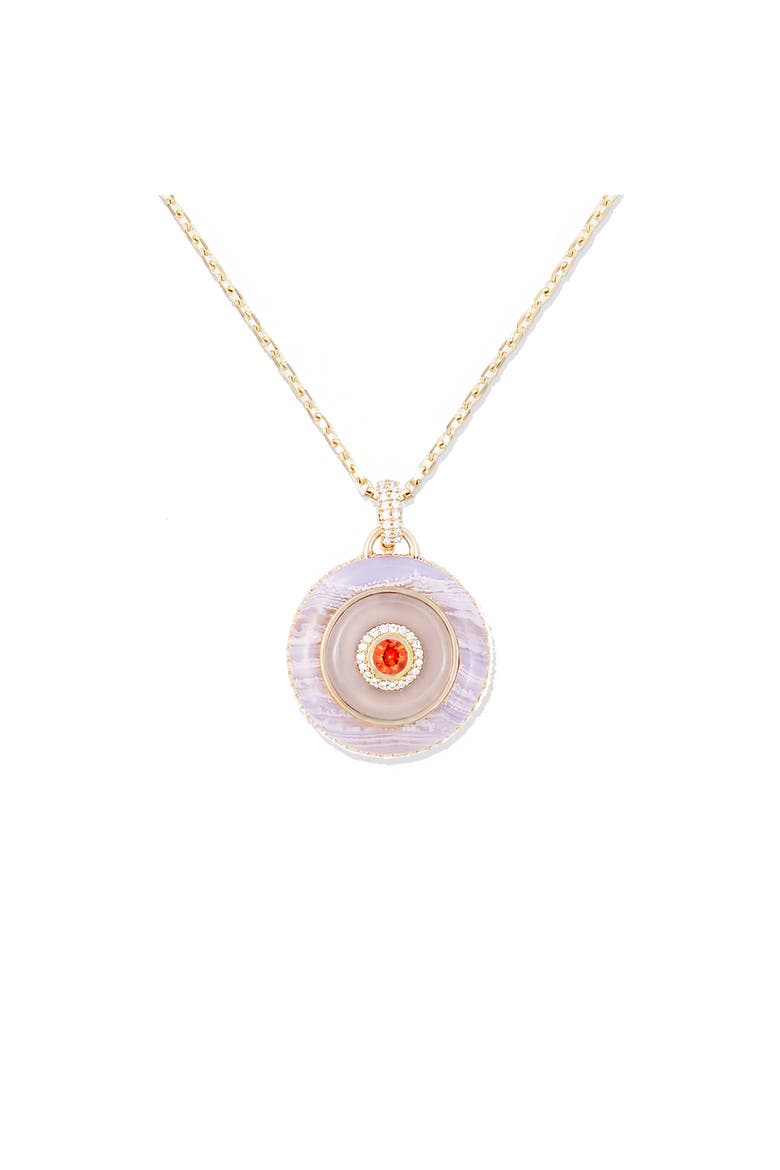 Evolve Stone Inlay Disk Pendant Necklace, Main, color, Purple- Gold