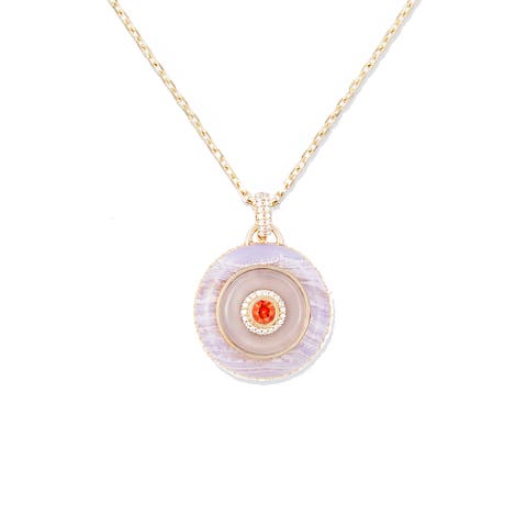 Evolve Stone Inlay Disk Pendant Necklace