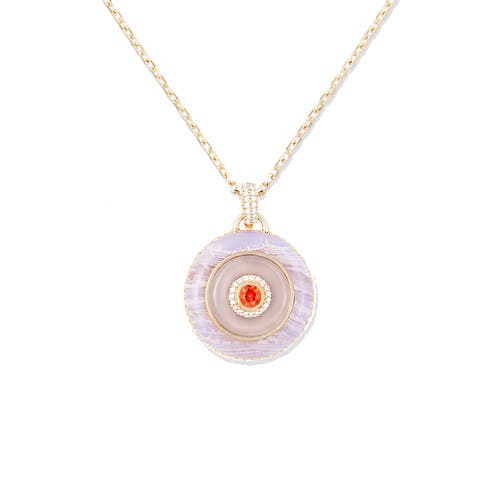Campbell + Charlotte Evolve Stone Inlay Disk Pendant Necklace In Gold