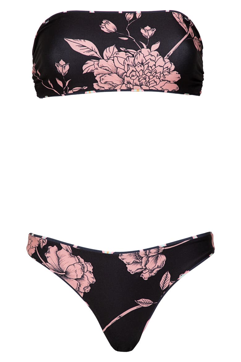 Radiant Diamond Bryn Reversible Bandeau Bikini Top, Alternate, color, BLACK