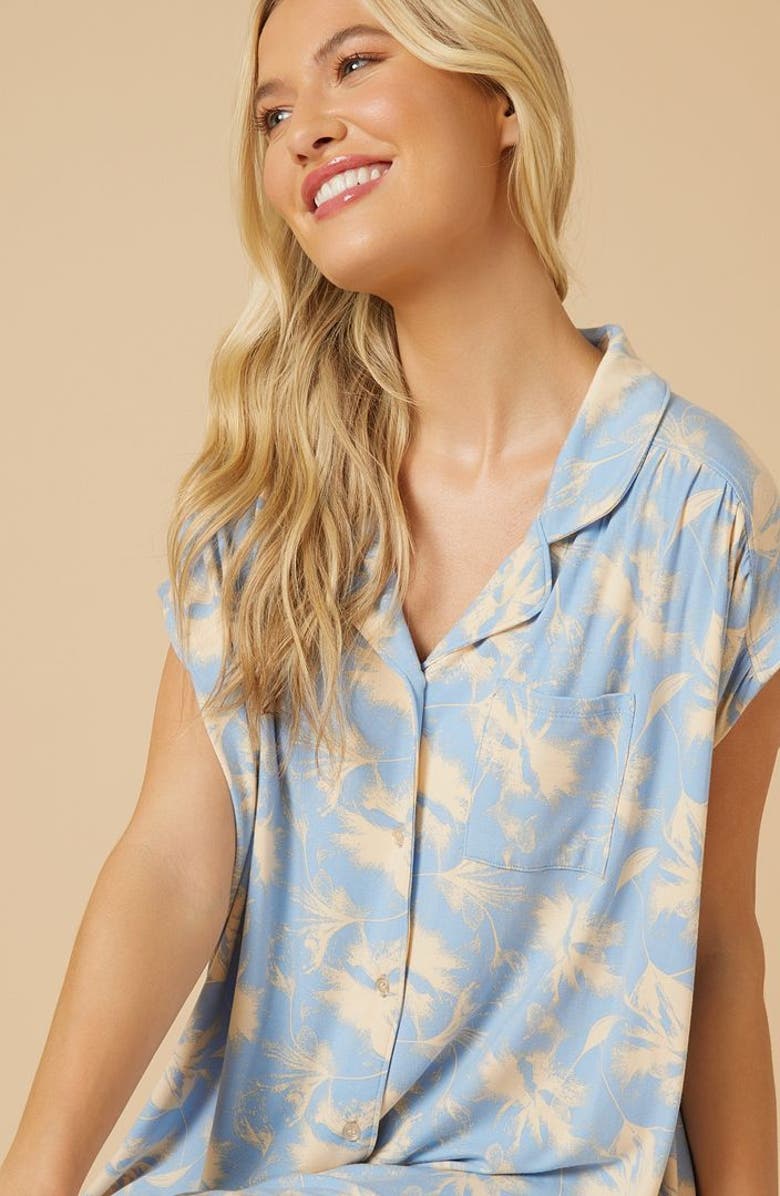 Softies Soft Sleep Caftan Mini Sleepshirt, Alternate, color, Sky Blue Floral