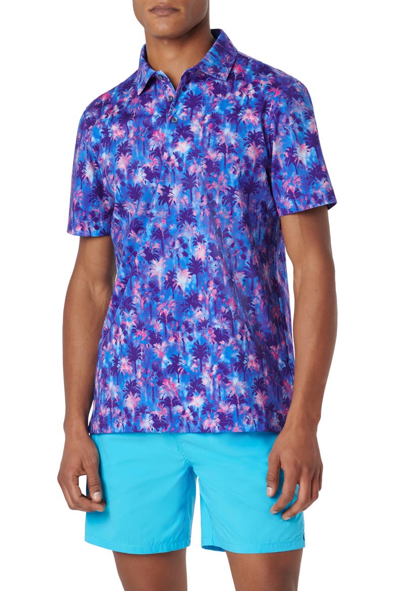 Victor OoohCotton® Palm Tree Print Polo, Main, color, ORCHID