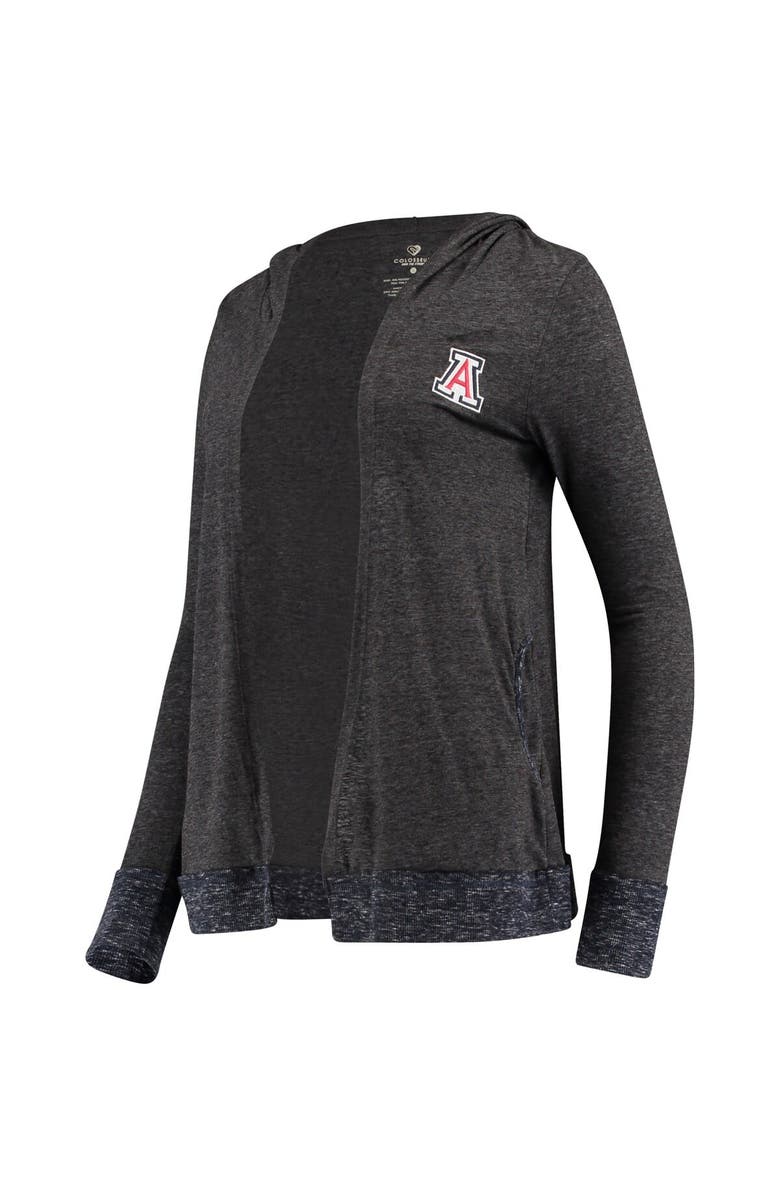COLOSSEUM Women's Colosseum Heather Charcoal Arizona Wildcats Steeplechase Open Hooded Lightweight Cardigan, Main, color,