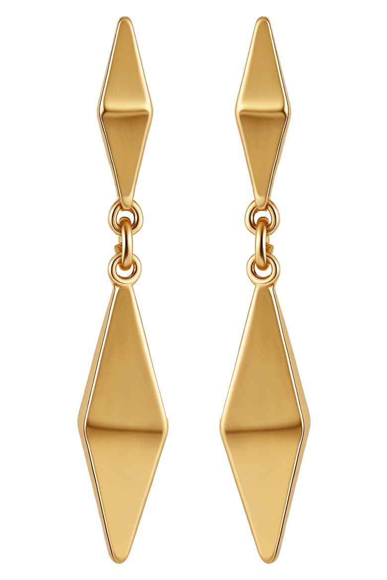 Pyramid Linear Drop Earrings, Alternate, color, GOLD