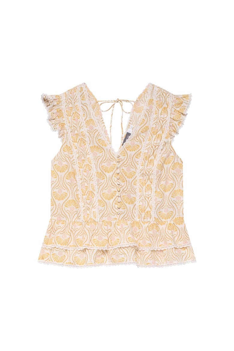 Cotton Floral Print Top, Alternate, color, Yellow