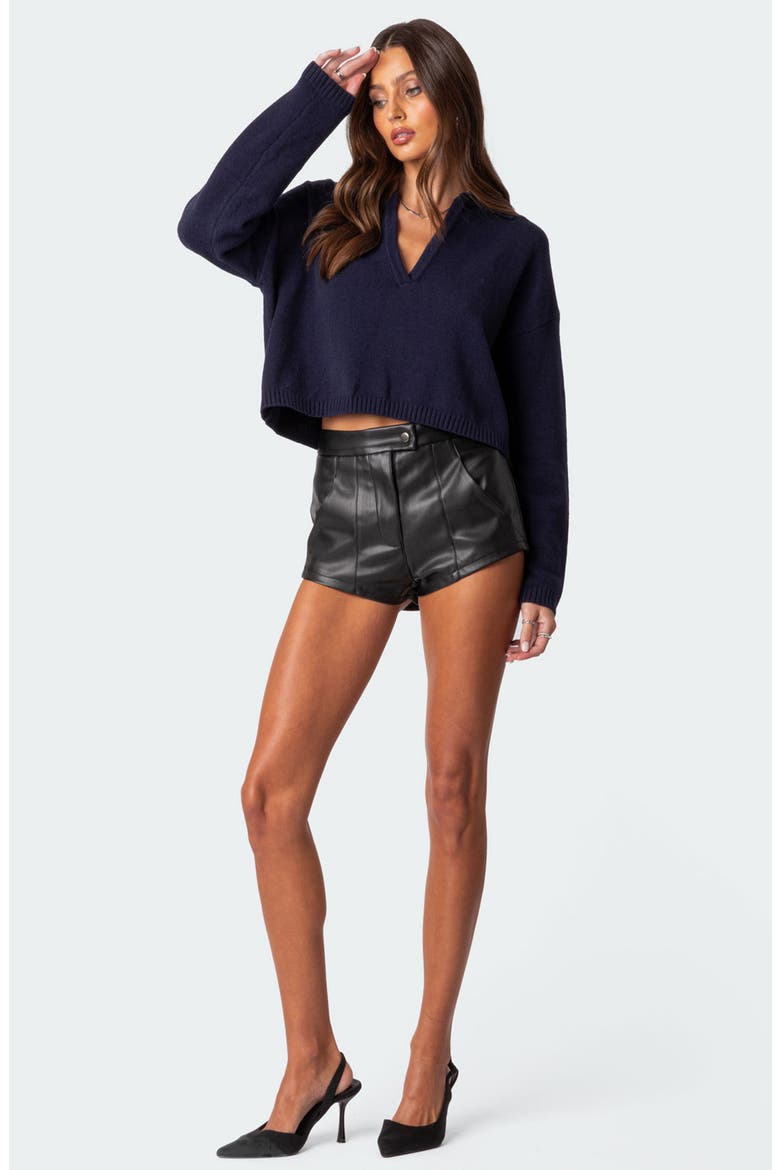 Marcie Oversize Crop Sweater, Alternate, color, NAVY