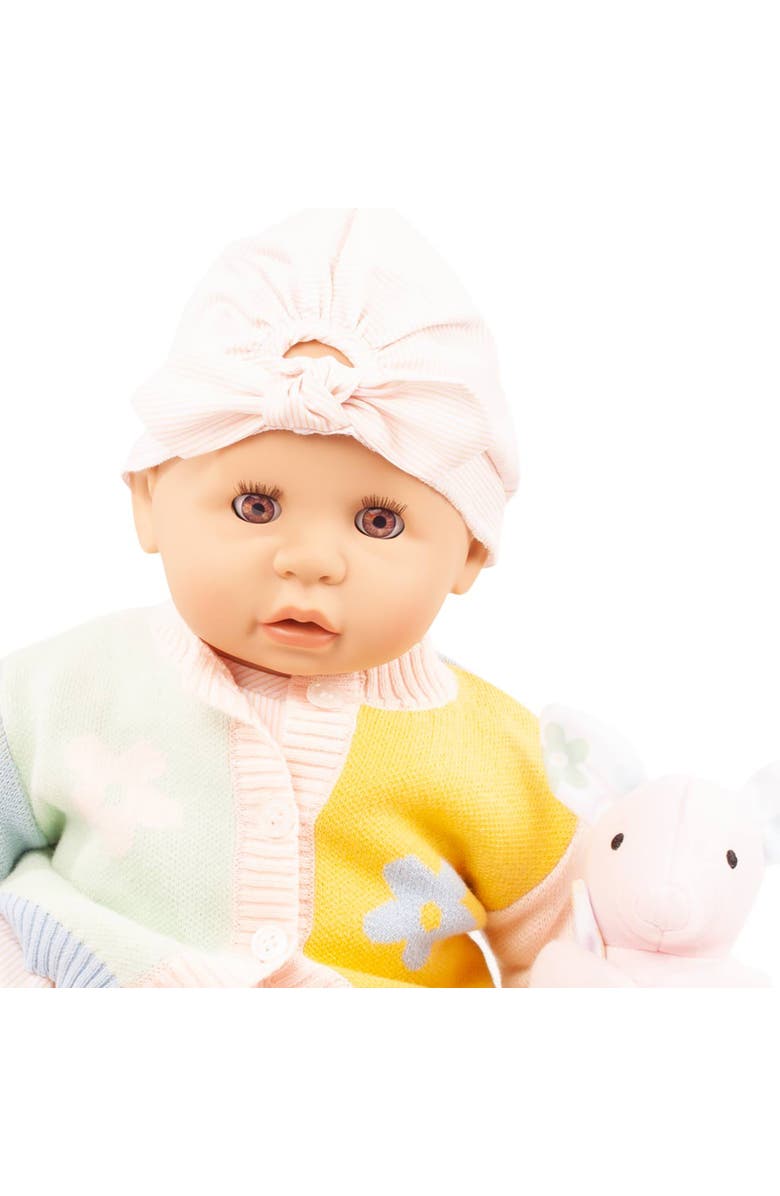 Gotz Cookie Baby Pastel 19 Inch Doll, Cozy Knit Outfit & Cap, Plush Animal Bunny, Alternate, color, Multicolored