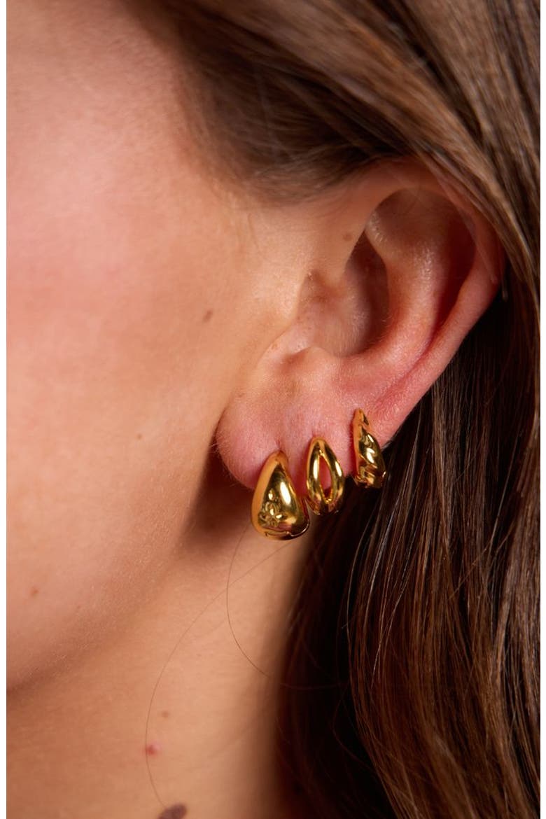 Chunky Waterproof Huggie Earring Set, Alternate, color, Gold