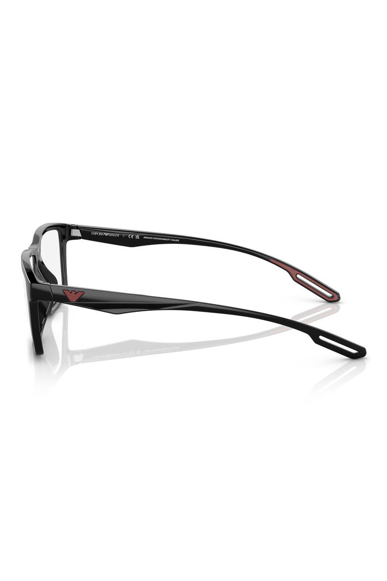 55mm Rectangular Optical Glasses, Alternate, color, SHINY BLACK / CLEAR