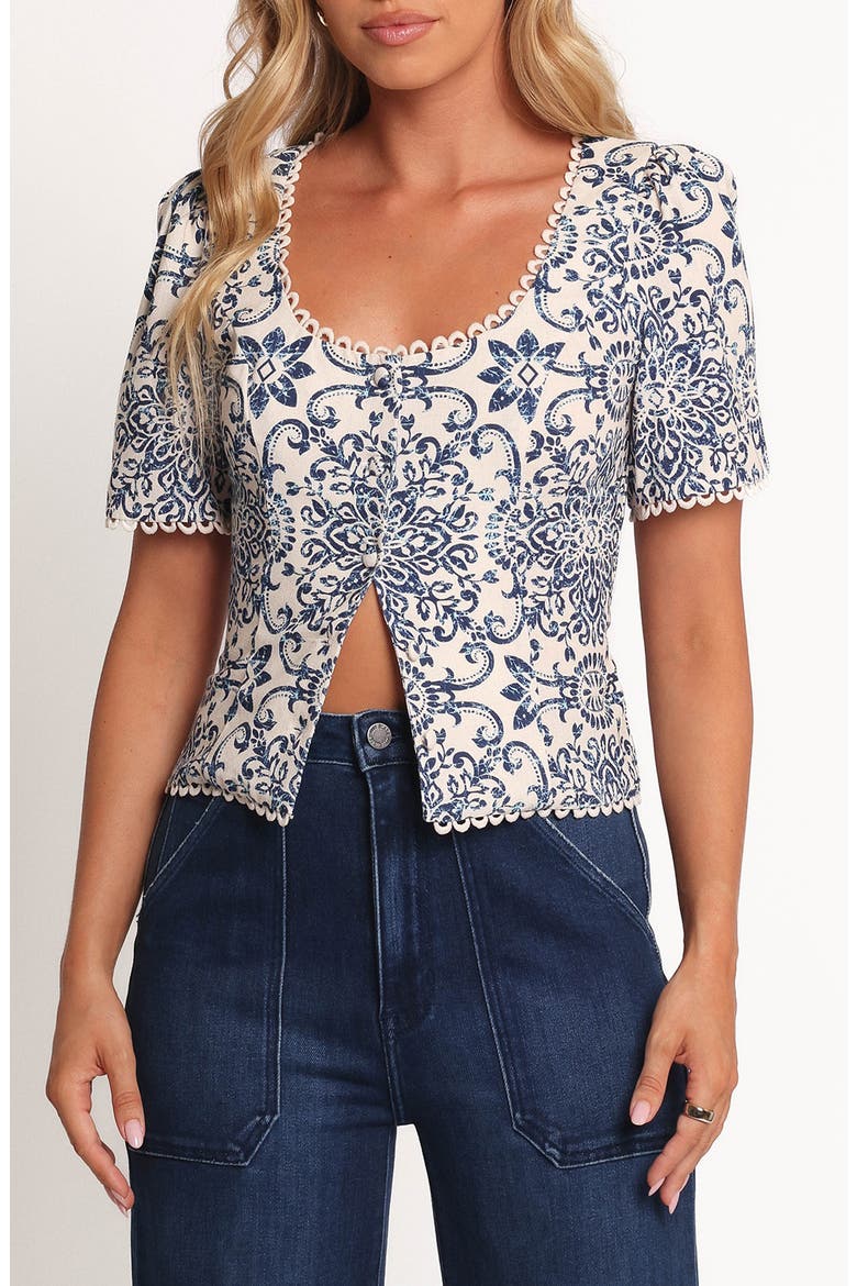 Jett Mosaic Print Button Front Top, Main, color, AZALEA MOSAIC