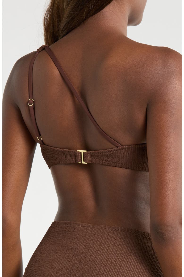 One Shoulder Ring Bikini Top, Alternate, color, ESPRESSO
