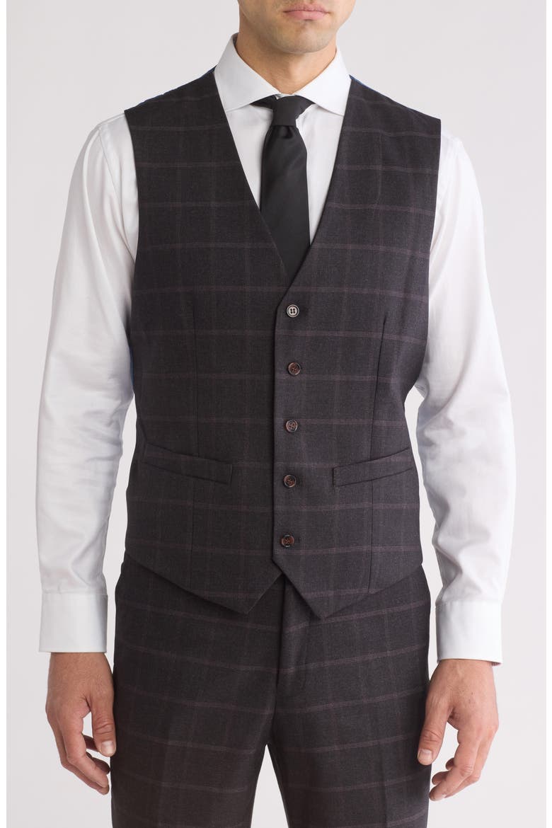 Slim Fit 3-Piece Plaid Suit, Alternate, color, NAVY