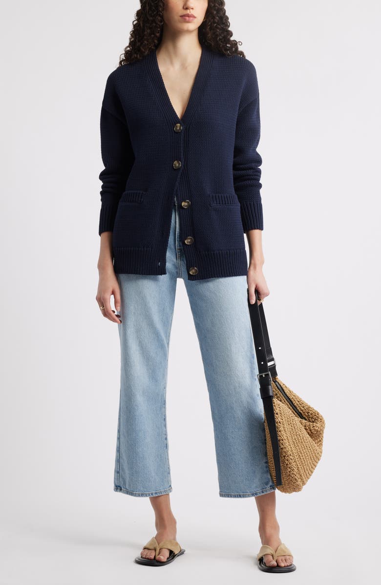 Nordstrom Chunky Cotton Blend Cardigan, Alternate, color, Navy Night