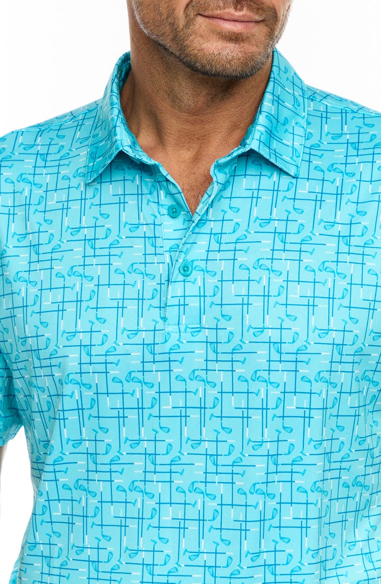 Robert Graham Iron Play Golf Club Print Performance Golf Polo, Alternate, color, 