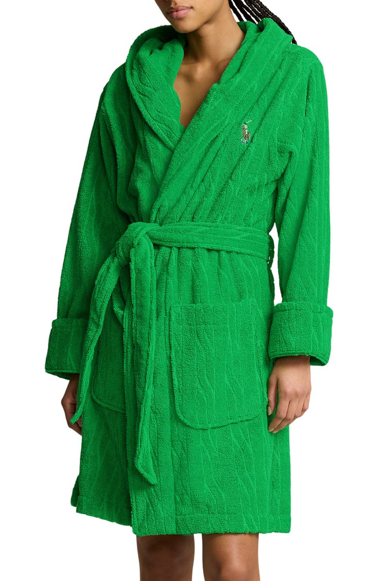 Polo Ralph Lauren Hooded Jacquard Robe, Main, color,
