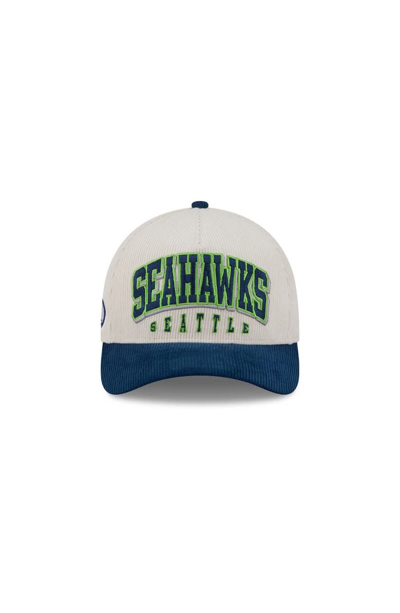 New Era Men's New Era Cream/College Navy Seattle Seahawks Two-Tone Sided Corduroy 9FORTY A-Frame Adjustable Hat, Alternate, color, Cream