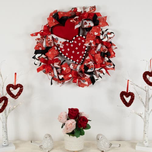 Northlight Ribbon And Twig Valentine's Day Wreath In Red