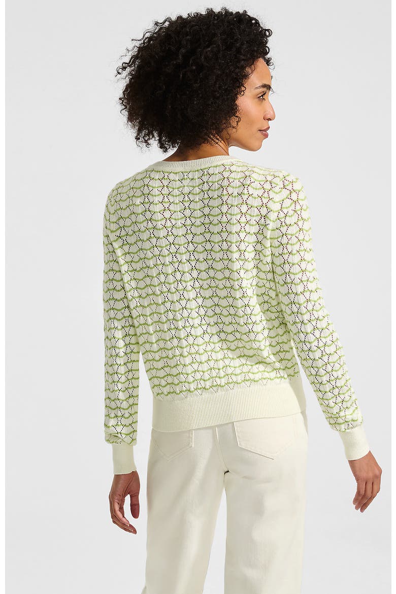 Cotton Viscose Button Shoulder Modern Crew Sweater, Alternate, color, Pistachio/Ivory Stitch Stripe