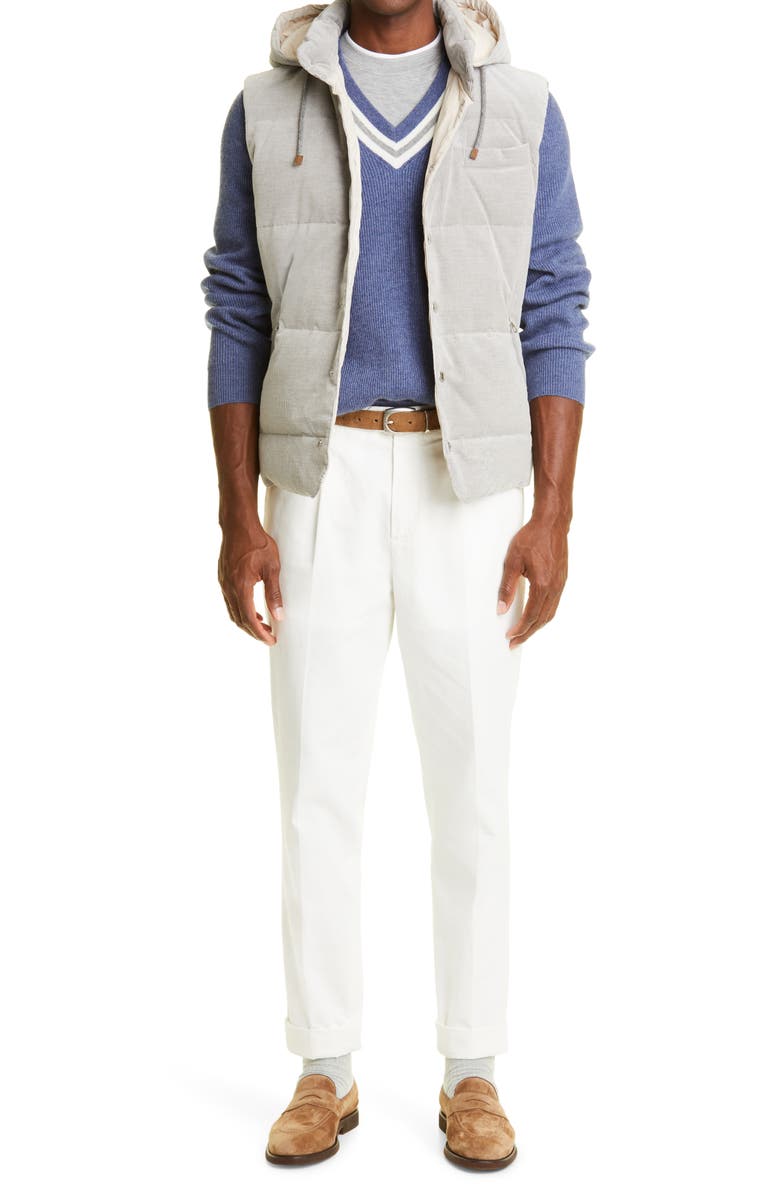 Brunello Cucinelli Tipped Silk & Cotton T-Shirt, Alternate, color,