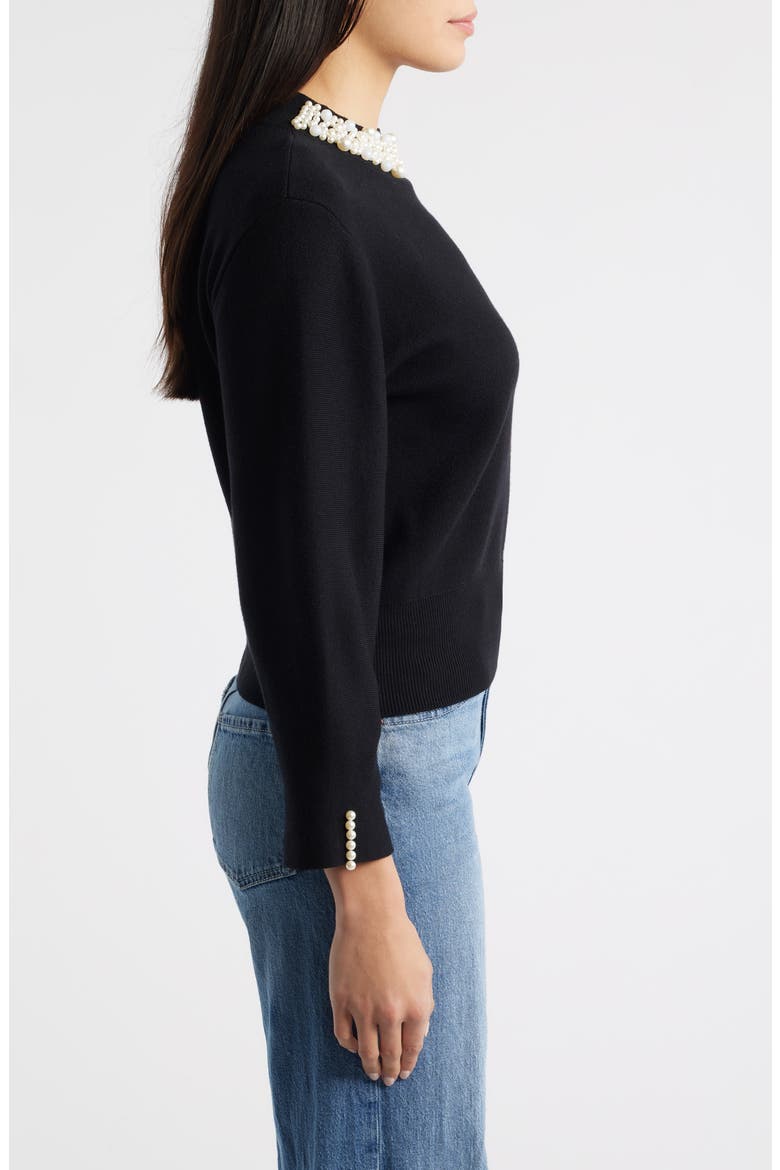 Hepburn Beaded Collar Sweater, Alternate, color, BLACK