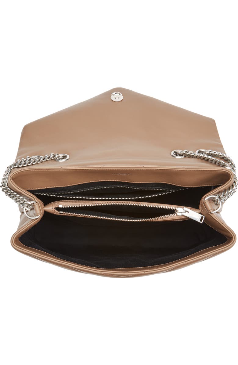 Saint Laurent Medium LouLou Calfskin Leather Shoulder Bag, Alternate, color, Desert Storm/ Dark Storm