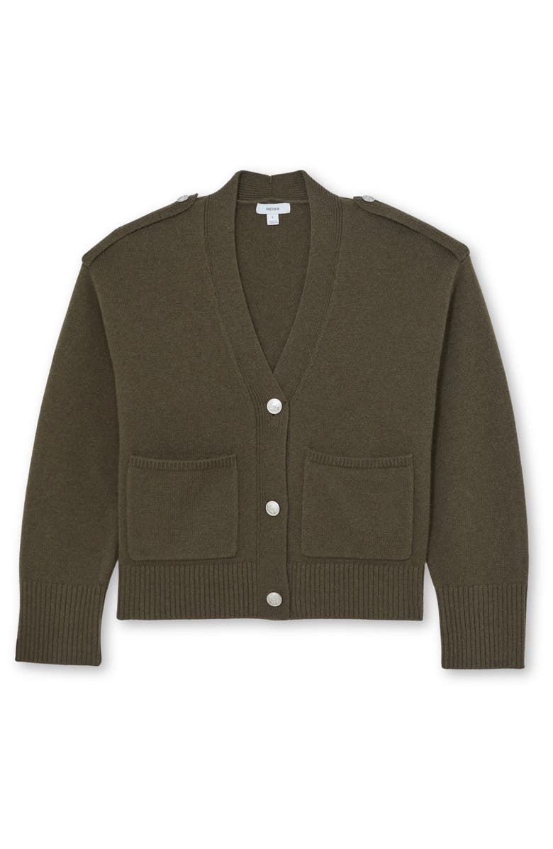 Reiss Maya Wool & Cashmere Cardigan, Alternate, color, Khaki Green