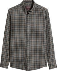 Johnston & Murphy Neal Heathered Check Flannel Button-Down Shirt