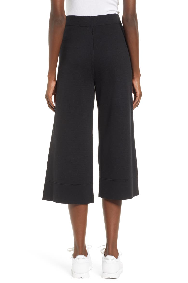 Wide Leg Crop Sweater Pants, Alternate, color, BLACK