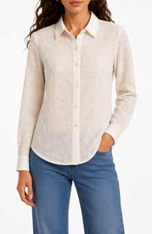 Sheer Flower Button-Up Shirt