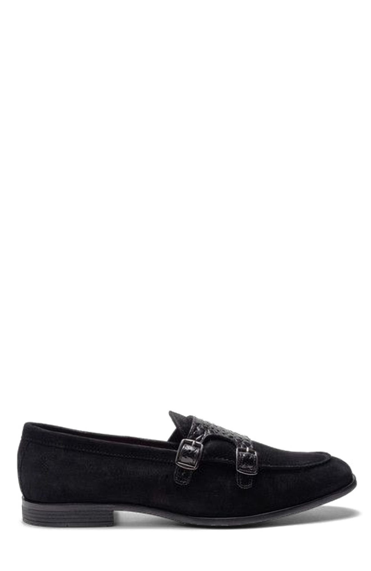CARLOS SANTANA Virtuoso Double Monk Loafer, Main, color, Black Croco Print