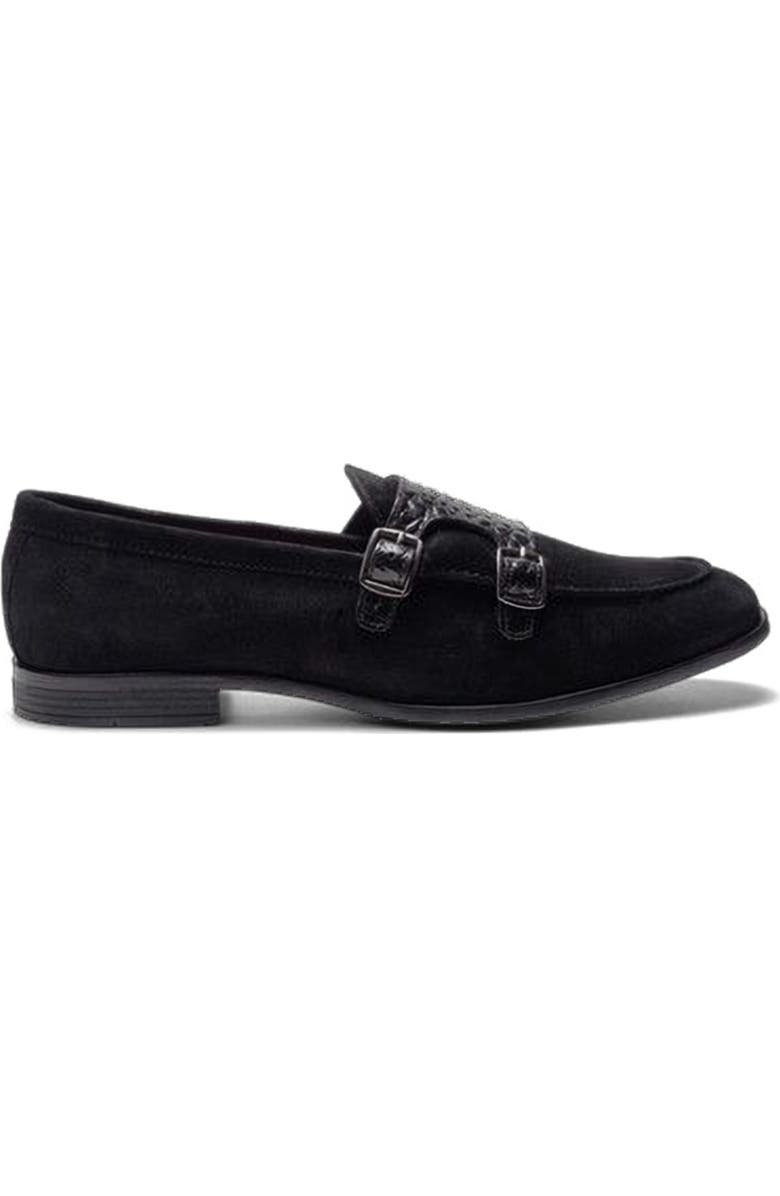 CARLOS SANTANA Virtuoso Double Monk Loafer, Main, color, Black Croco Print