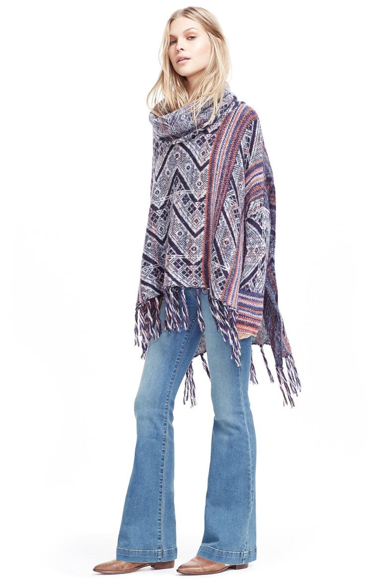 'Be the One' Fringe Poncho, Alternate, color, BLUE MULTI