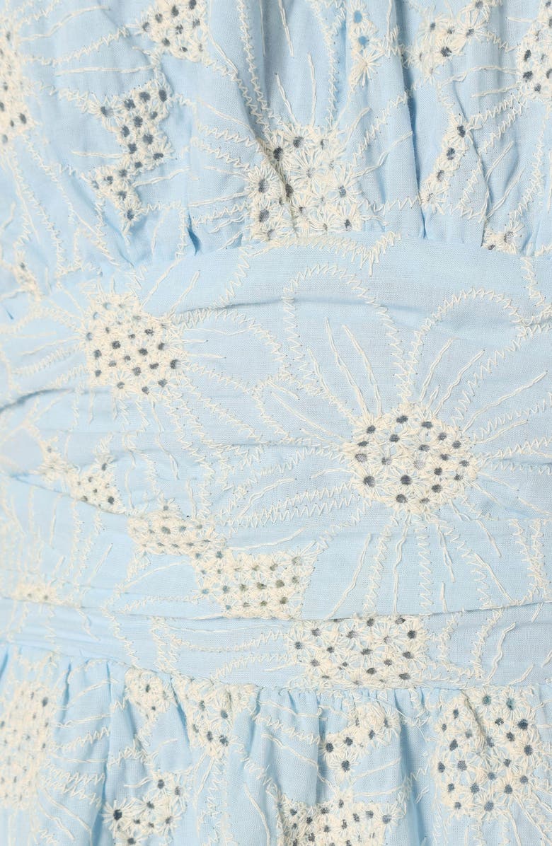 Petal & Pup Taila Eyelet Embroidered Halter Neck Cotton Maxi Dress, Alternate, color, Blue Floral