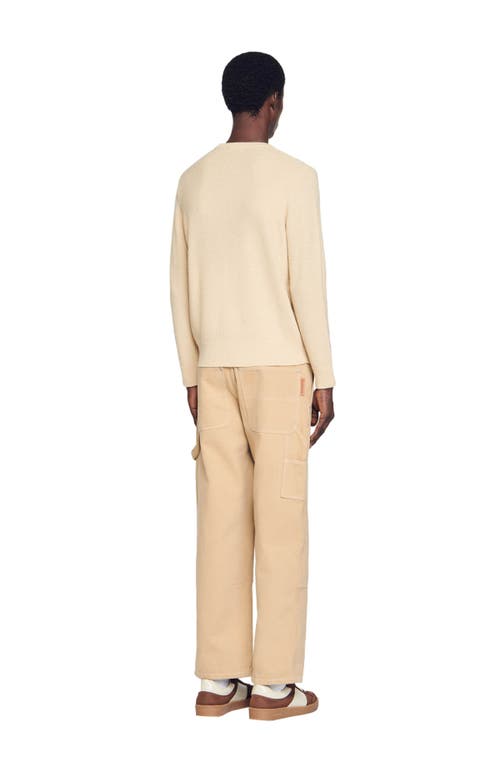 Sandro Rice Wool Blend Crewneck Sweater In Neutral