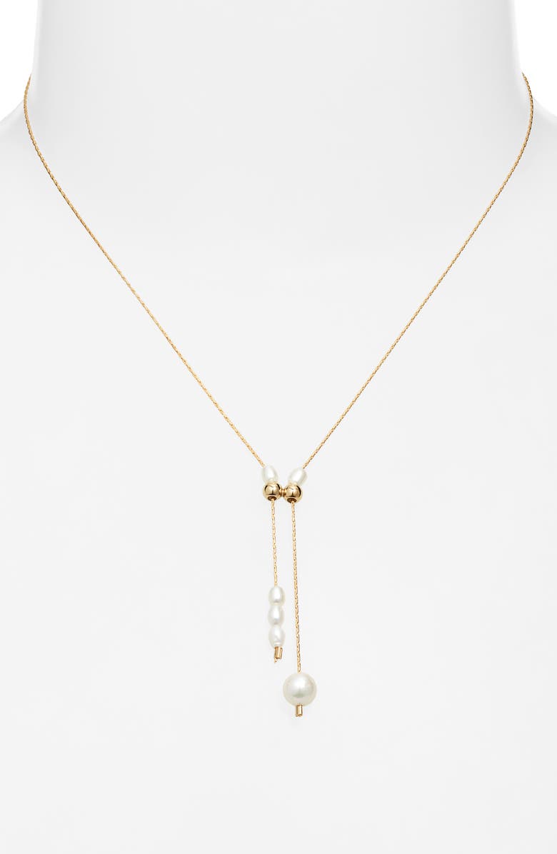 Set & Stones Zara Freshwater Pearl Lariat Necklace, Alternate, color, Gold