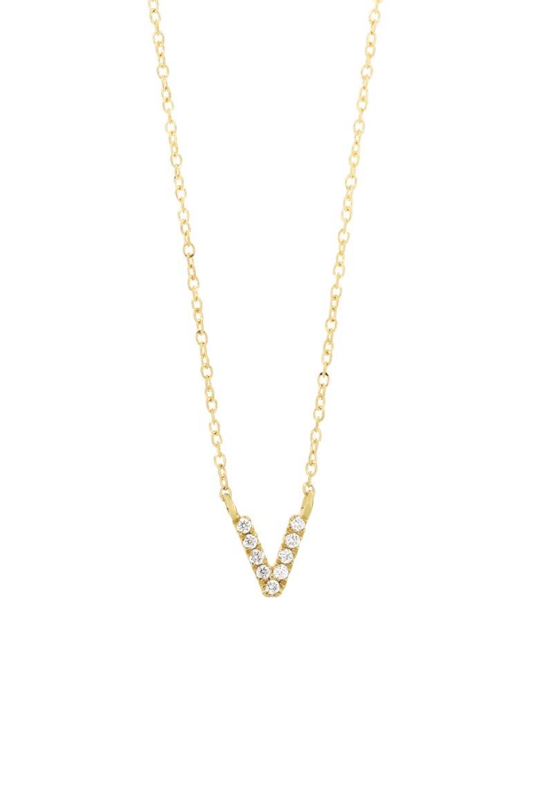 Icon Pavé Diamond Initial Pendant Necklace, Main, color, 18K YELLOW GOLD - V