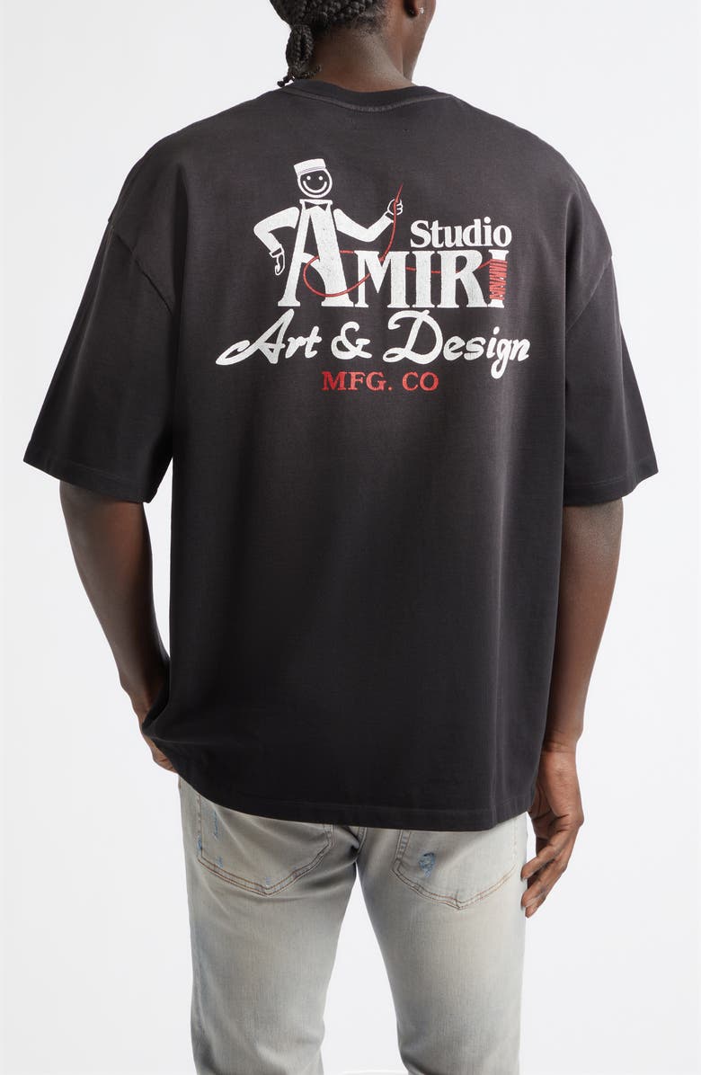 AMIRI Oversize Studio Embroidered Skate T-Shirt, Alternate, color, Black