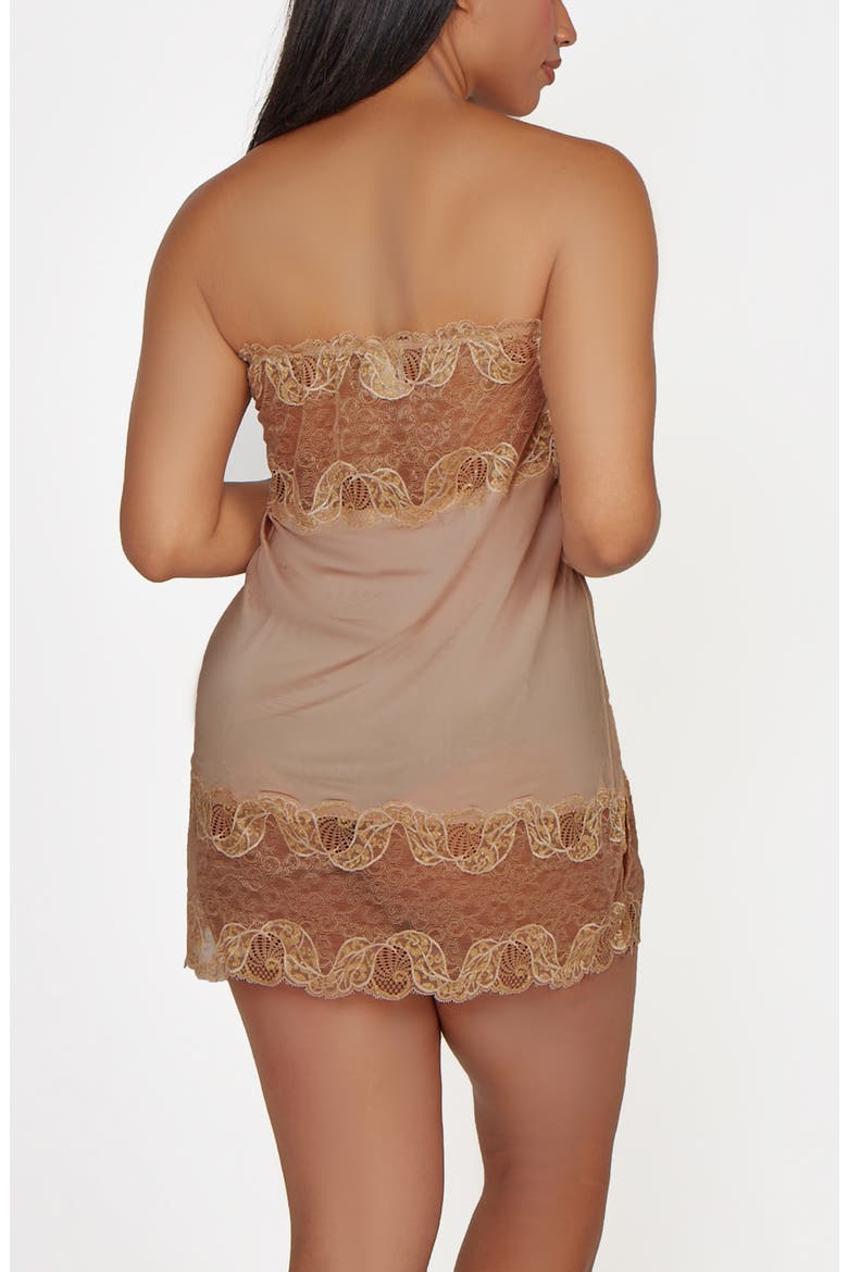 Shirred Bust Cami and Lace Hem Slip Set, Alternate, color, Nude
