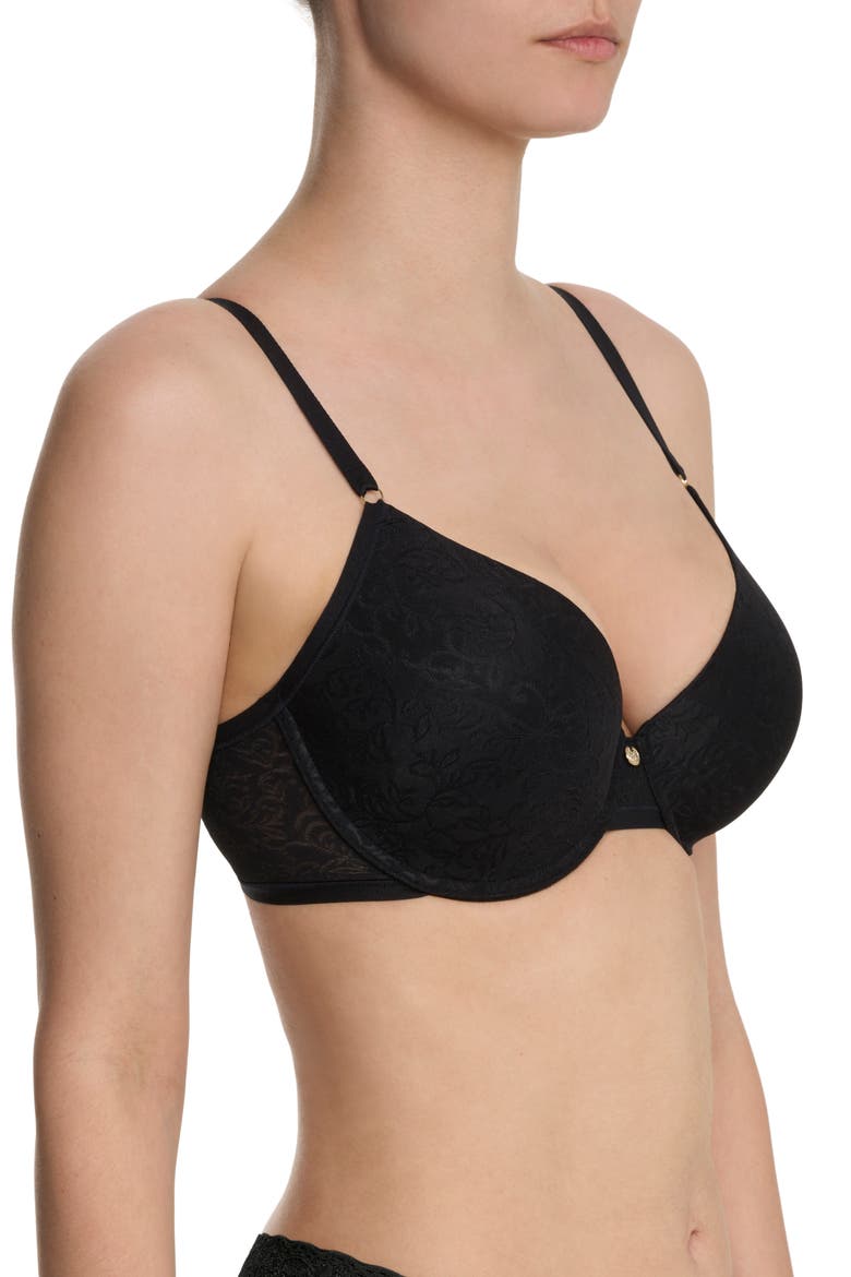 Sheer Jacquard Full Fit Contour Underwire Bra, Alternate, color, BLACK