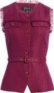 Tahari ASL Metallic Belted Bouclé Vest