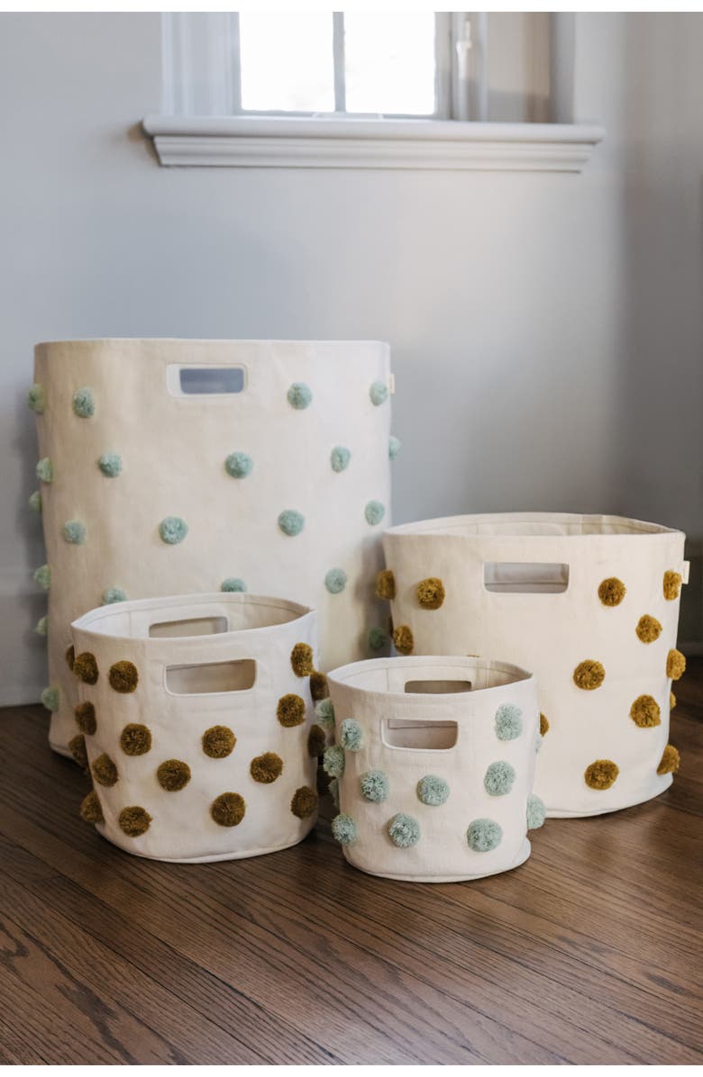 Pehr Pompom Canvas Hamper, Alternate, color, Grey