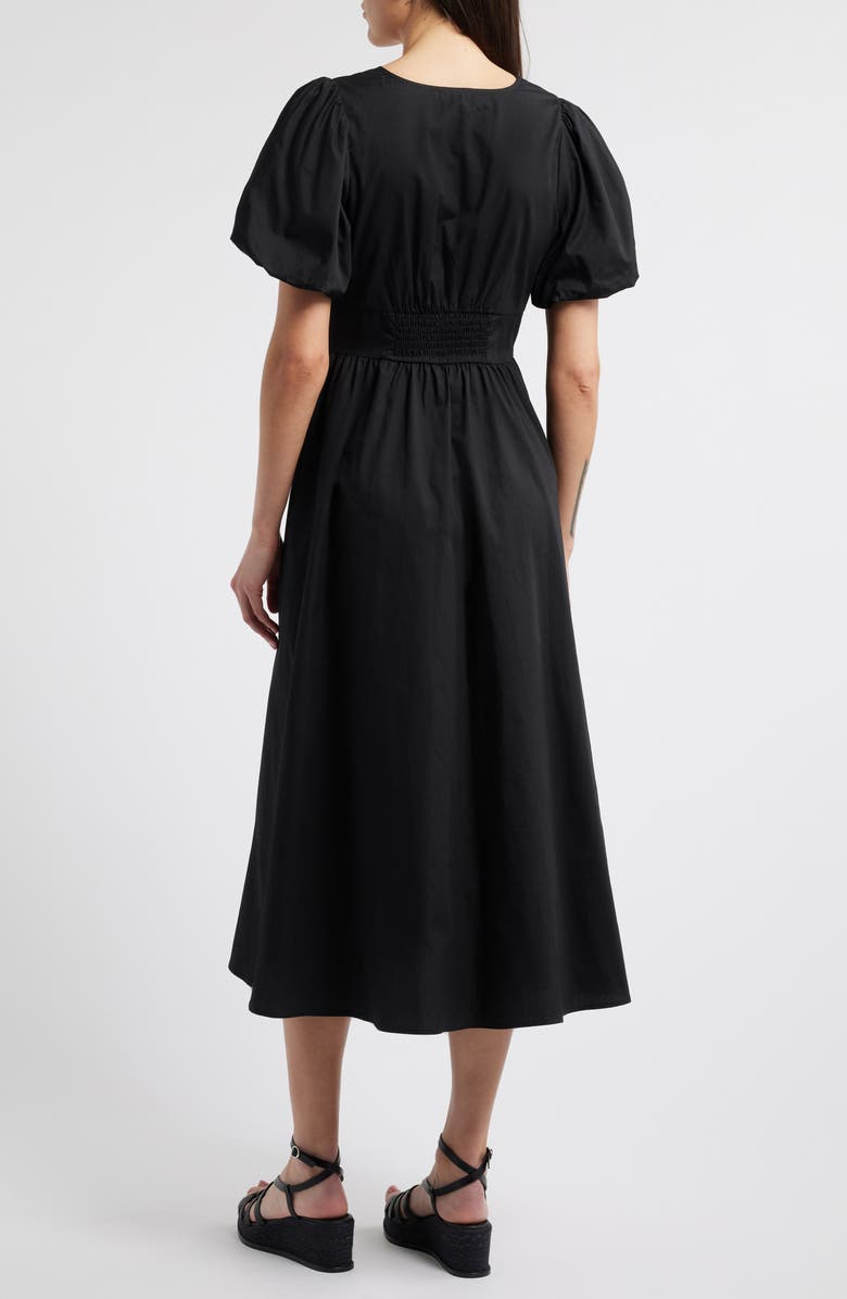 MOON RIVER Front Bow Detail Cotton Midi Dress, Alternate, color, 