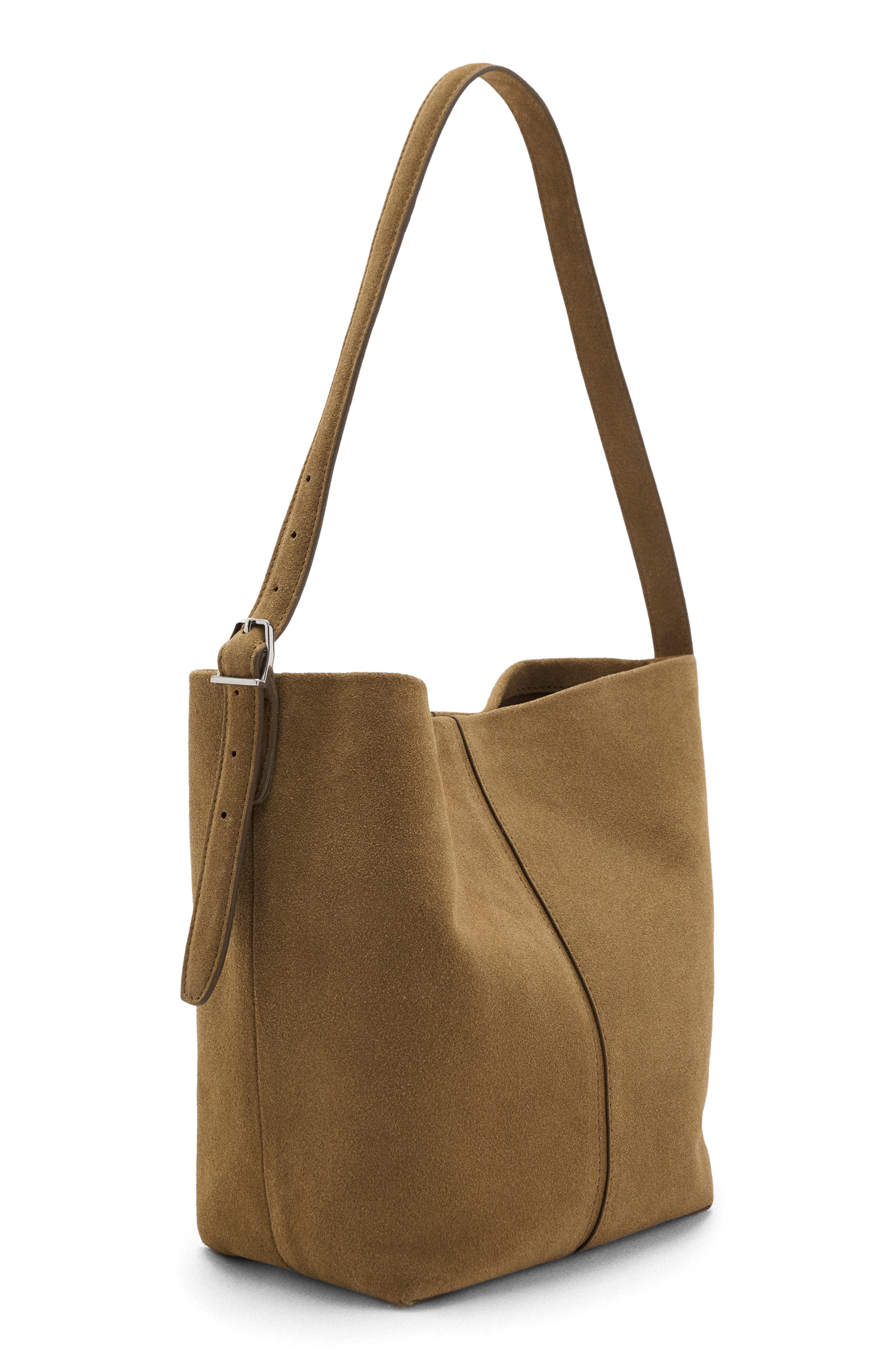 MANGO Leather Bucket Bag, Alternate, color, Tobacco Brown