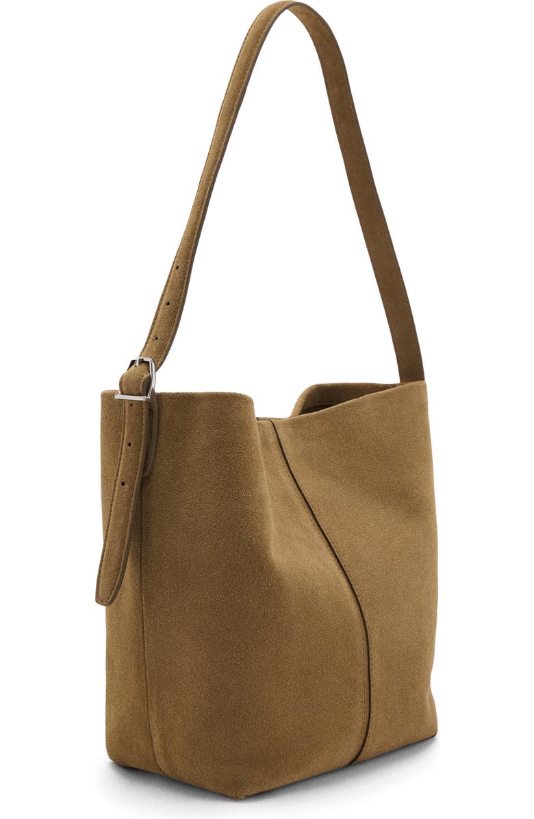 MANGO Leather Bucket Bag, Alternate, color, Tobacco Brown